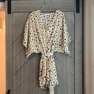 Pink Lily Cream and Black Polka Dot Romper